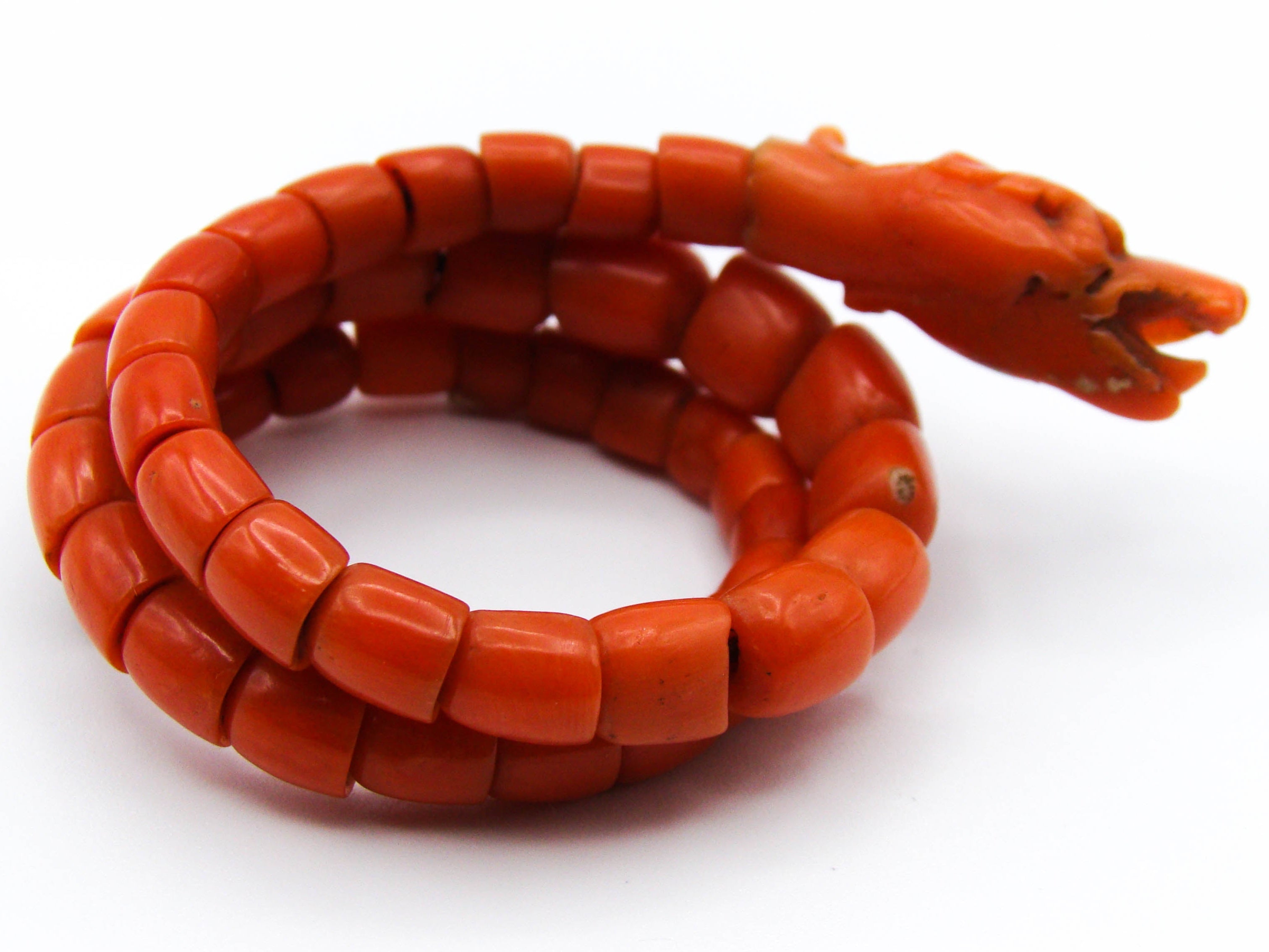 antique coral, natural coral, undyed coral, dark orange coral, Italian coral, pacific coral, Sardinian Coral, orange coral, sea coral, Mediterranean coral, Mediterranean bracelet, coral bracelet, Dragon bracelet, handcarved