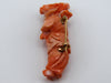 antique coral, natural coral, undyed coral, momo salmon coral, Italian coral, pacific coral, Sardinian Coral, sea coral, Mediterranean coral, Mediterranean brooch, coral brooch, Mediterranean momo coral, handcarved coral, momo coral, 14 karat Gold, salmon coral