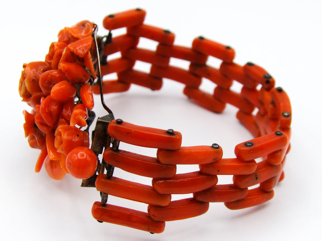 antique coral, natural coral, undyed coral, dark red coral, blood red coral, Italian coral, pacific coral, Sardinian Coral, red coral, sea coral, Mediterranean coral, Mediterranean bracelet, coral bracelet, handcarved, sterling silver