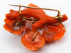 antique coral, natural coral, undyed coral, dark orange coral, Italian coral, pacific coral, Sardinian Coral, sea coral, Mediterranean coral, Mediterranean brooch, Mediterranean orange, coral brooch, handcarved coral, 14 karat gold