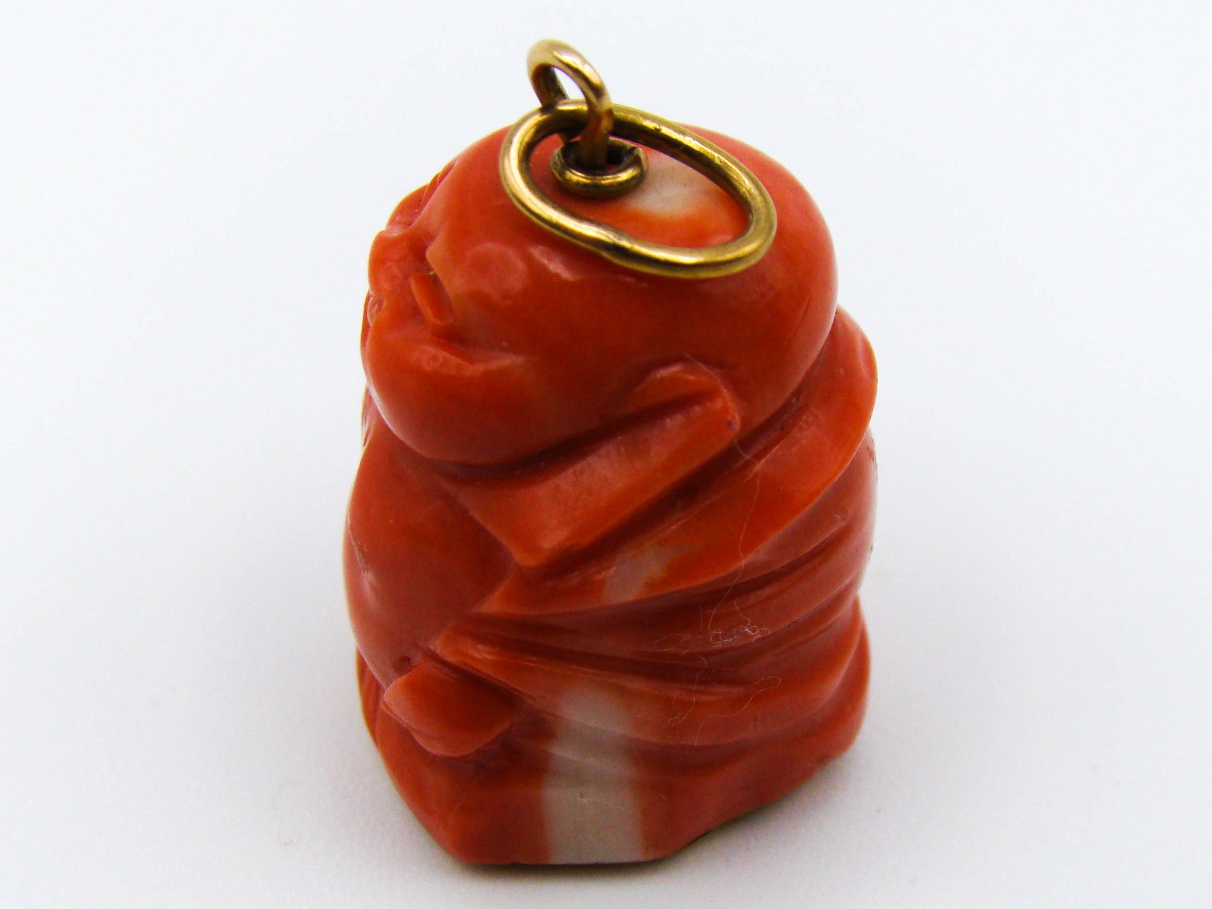 antique coral, natural coral, undyed coral, momo red coral, Italian coral, pacific coral, Sardinian Coral, sea coral, Mediterranean coral, Mediterranean pendant, coral pendant, Mediterranean momo coral, handcarved coral, momo coral, 18 karat Gold