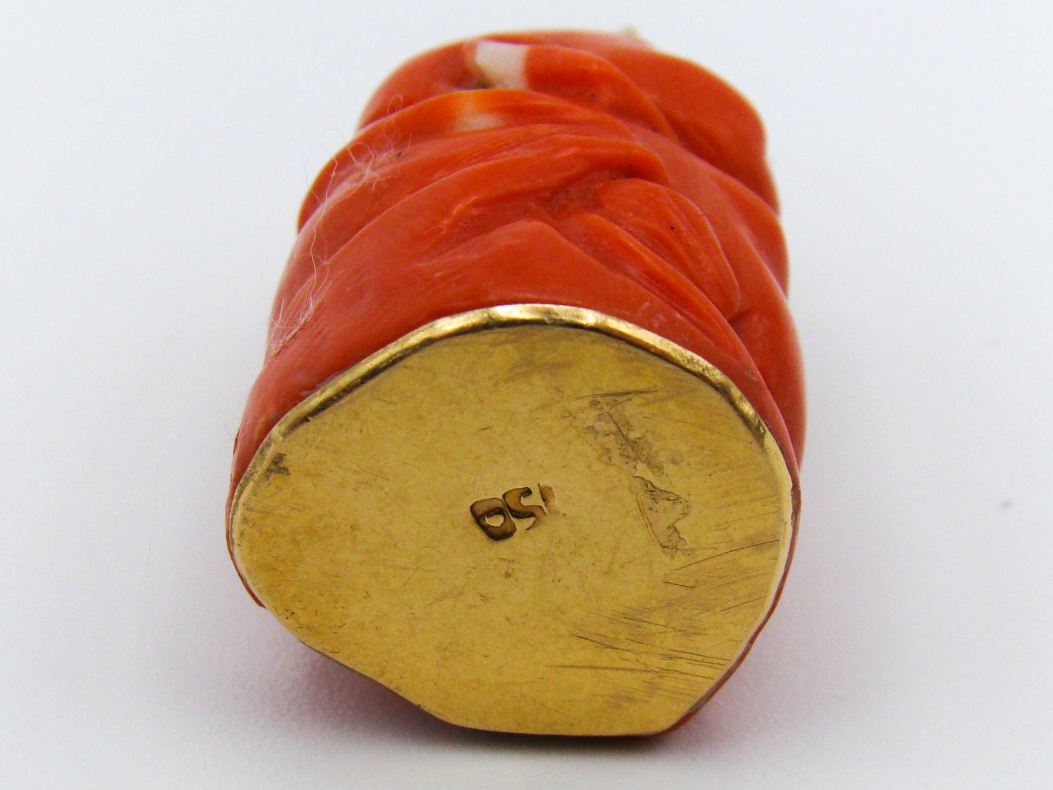 antique coral, natural coral, undyed coral, momo red coral, Italian coral, pacific coral, Sardinian Coral, sea coral, Mediterranean coral, Mediterranean pendant, coral pendant, Mediterranean momo coral, handcarved coral, momo coral, 18 karat Gold