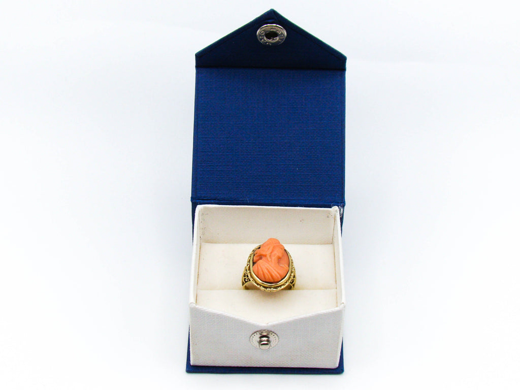 antique coral, natural coral, undyed coral, dark orange coral, Italian coral, pacific coral, Sardinian Coral, sea coral, Mediterranean coral, Mediterranean ring, Mediterranean momo orange ring, orange ring, momo ring, handcarved coral, 14 karat gold