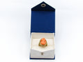 antique coral, natural coral, undyed coral, dark orange coral, Italian coral, pacific coral, Sardinian Coral, sea coral, Mediterranean coral, Mediterranean ring, Mediterranean momo orange ring, orange ring, momo ring, handcarved coral, 14 karat gold