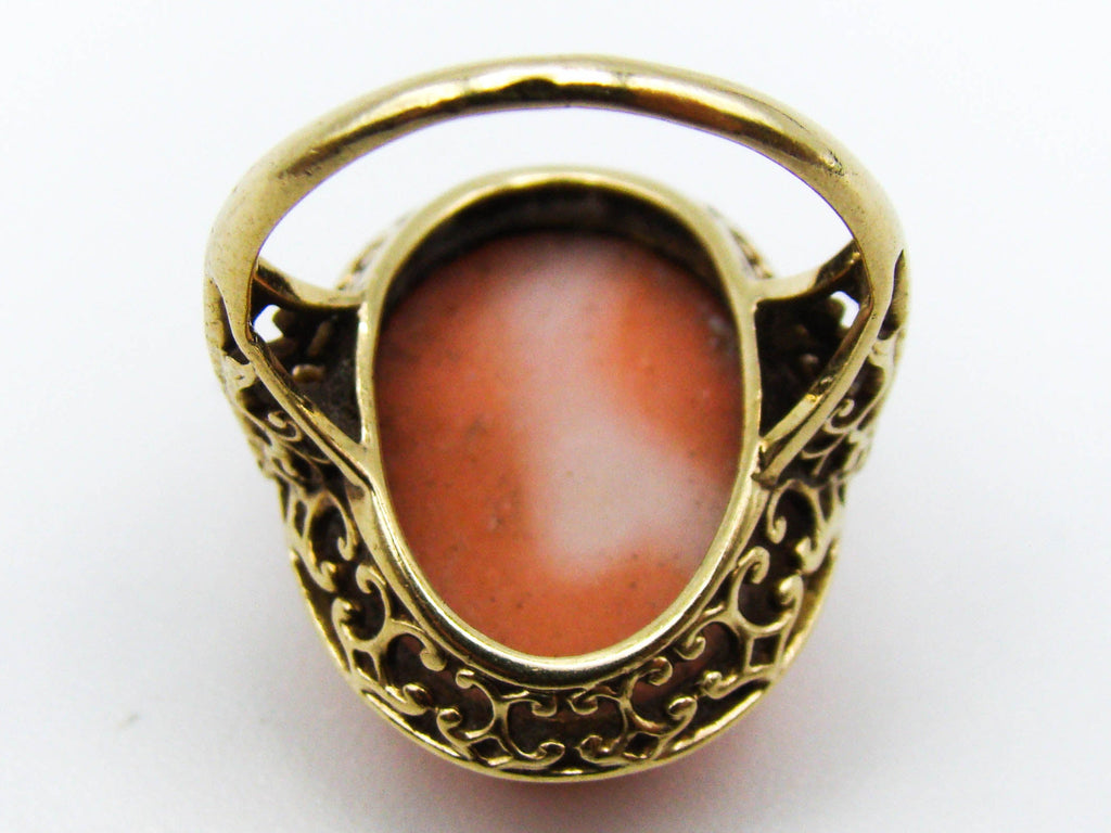 antique coral, natural coral, undyed coral, dark orange coral, Italian coral, pacific coral, Sardinian Coral, sea coral, Mediterranean coral, Mediterranean ring, Mediterranean momo orange ring, orange ring, momo ring, handcarved coral, 14 karat gold
