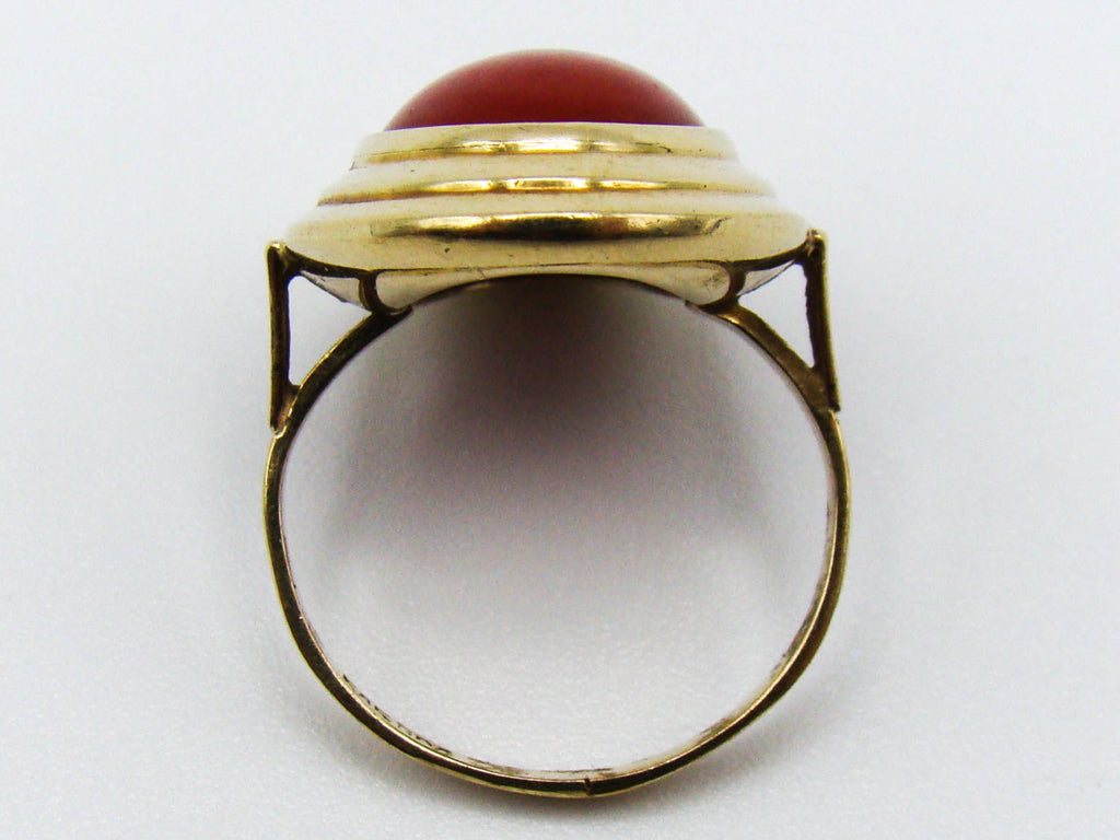 antique coral, natural coral, undyed coral, dark red coral, blood red coral, Italian coral, pacific coral, Sardinian Coral, Coral Ring, sea coral, aka coral, Gold 14 Karat