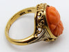 antique coral, natural coral, undyed coral, dark salmon coral, Italian coral, pacific coral, Sardinian Coral, sea coral, Mediterranean ring, Mediterranean coral, coral ring, handcarved coral, salmon ring, salmon cameo, 14 karat gold