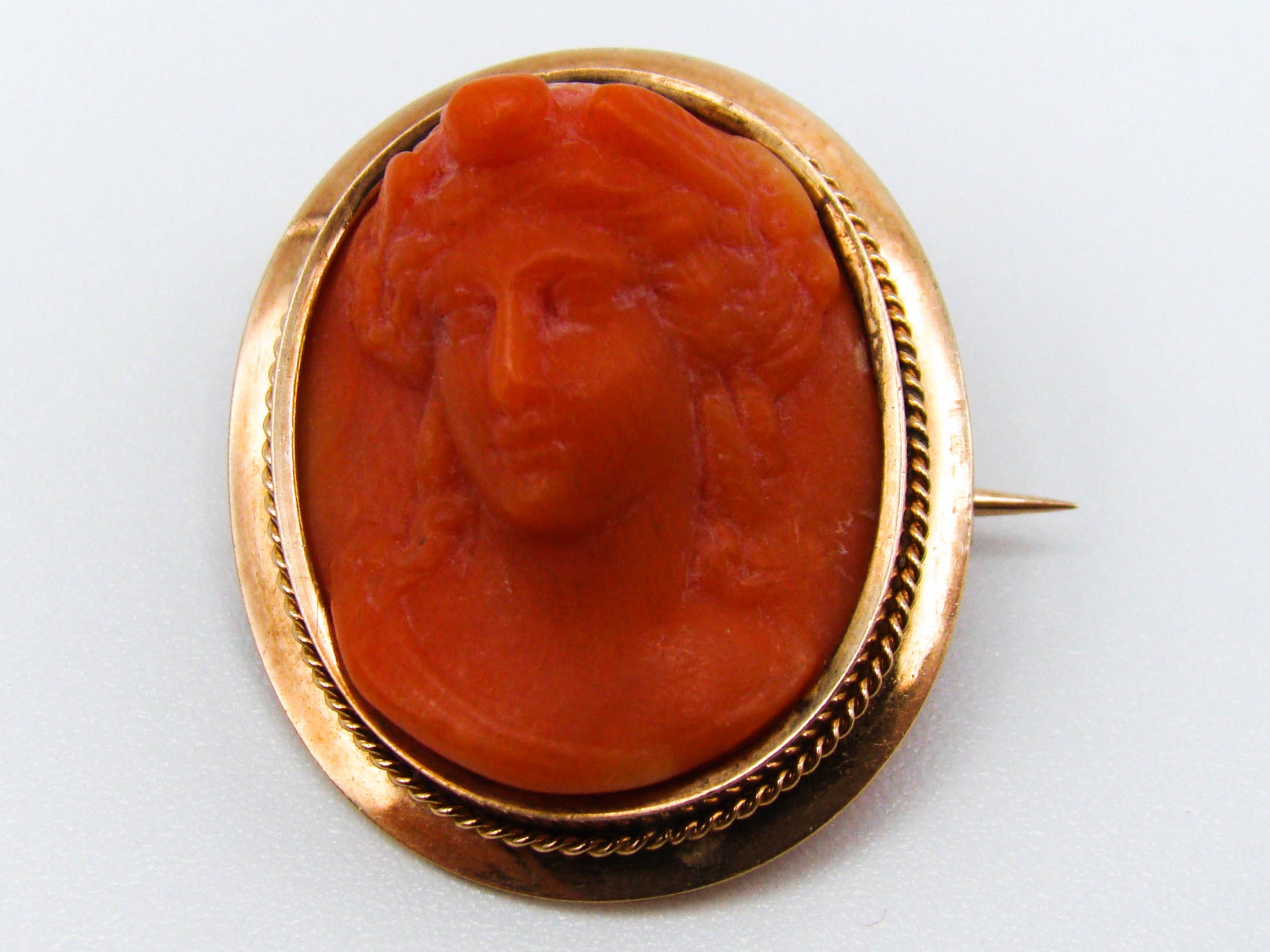 antique coral, natural coral, undyed coral, dark red coral, blood red coral, Italian coral, pacific coral, Sardinian Coral, sea coral, Mediterranean coral, Mediterranean red, Mediterranean brooch, coral brooch, 14 karat gold