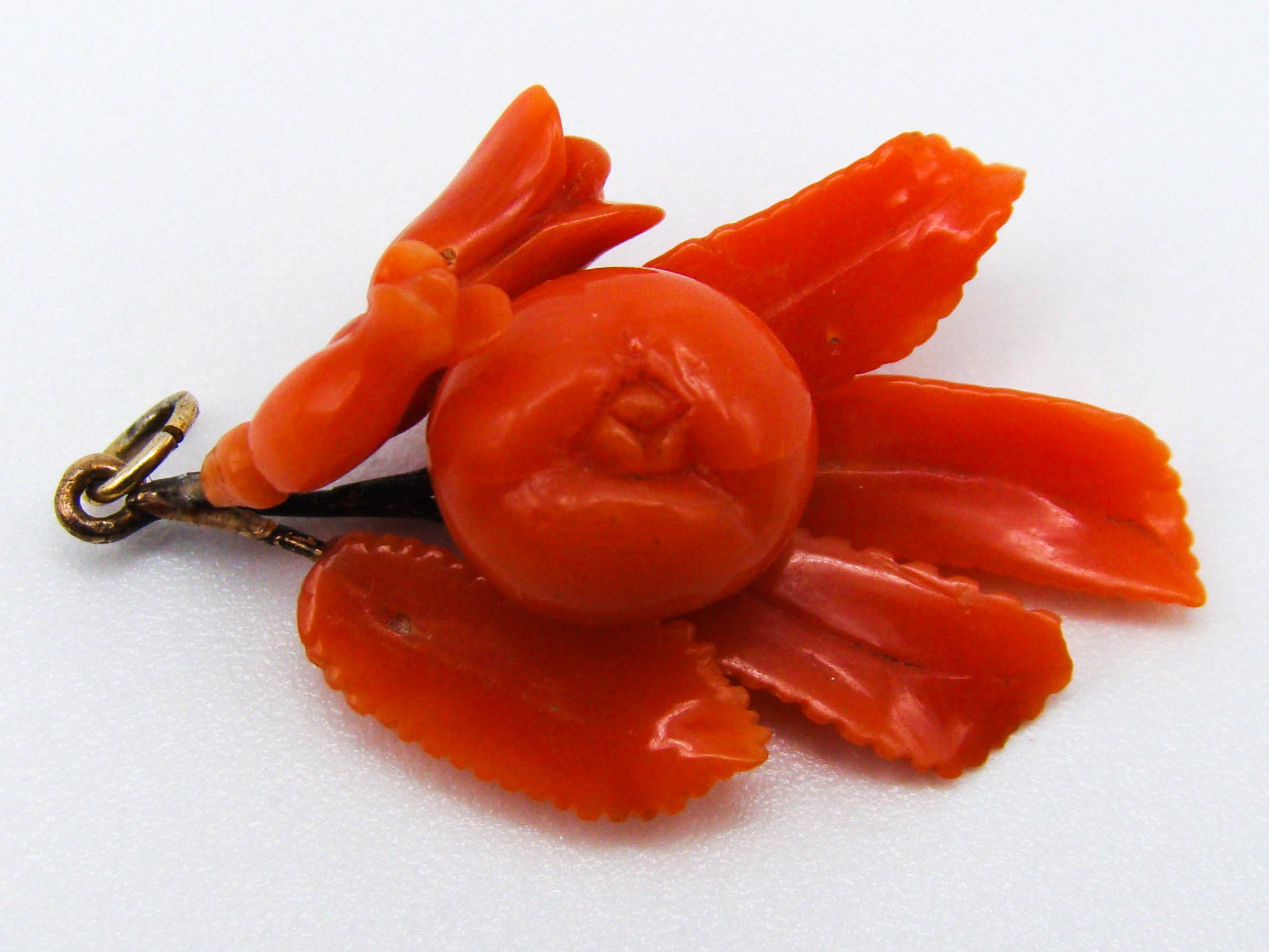 antique coral, natural coral, undyed coral, dark red coral, blood red coral, Italian coral, pacific coral, Sardinian Coral, sea coral, Mediterranean coral, Mediterranean red, Mediterranean pendant, coral pendant, 14 karat gold