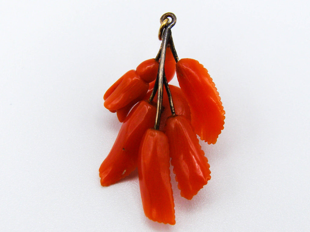 antique coral, natural coral, undyed coral, dark red coral, blood red coral, Italian coral, pacific coral, Sardinian Coral, sea coral, Mediterranean coral, Mediterranean red, Mediterranean pendant, coral pendant, 14 karat gold