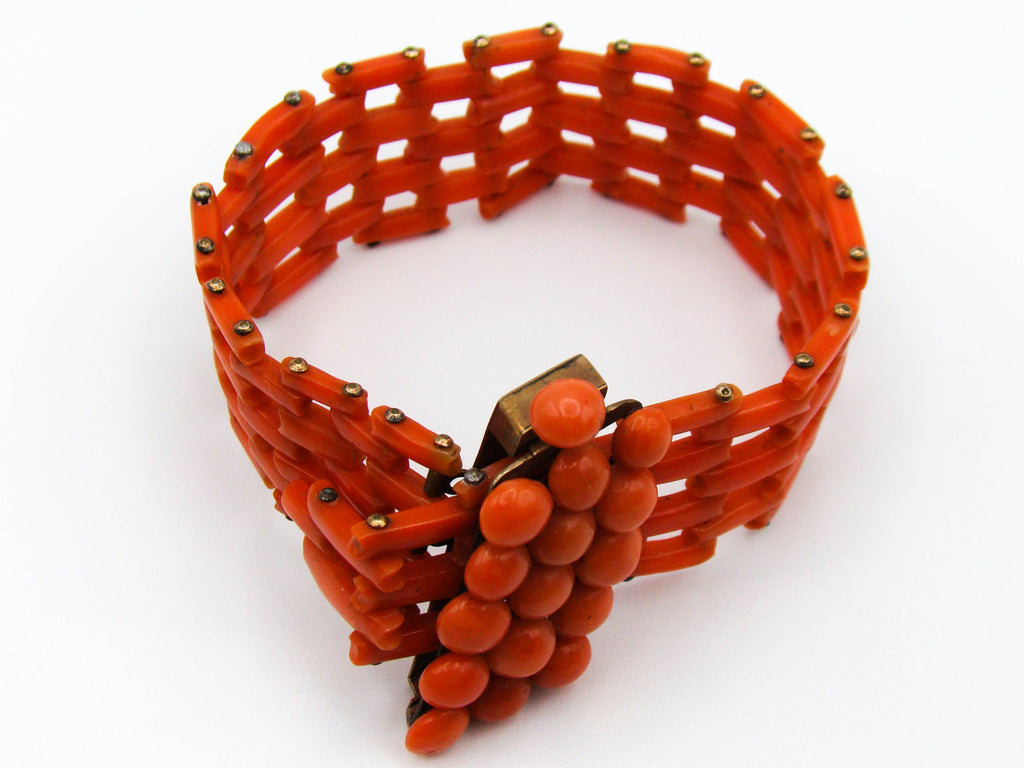 antique coral, natural coral, undyed coral, dark orange coral, Italian coral, pacific coral, Sardinian Coral, sea coral, Mediterranean coral, Mediterranean bracelet, Mediterranean orange, coral bracelet, handcarved coral, 9 karat gold