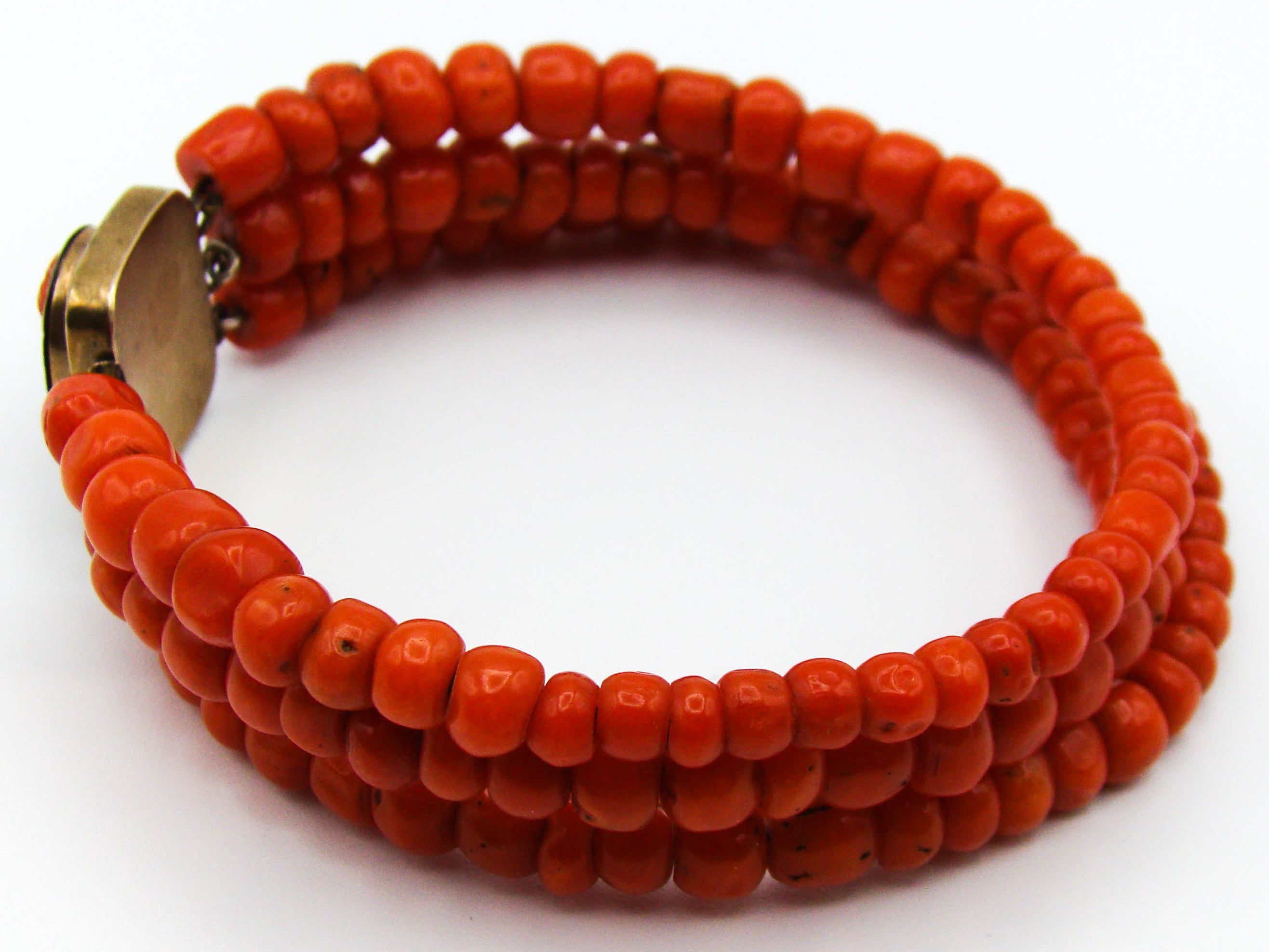 antique coral, natural coral, undyed coral, dark red coral, blood red coral, Italian coral, pacific coral, Sardinian Coral, red coral, sea coral, Mediterranean coral, Mediterranean bracelet, coral bracelet, handcarved, 9 karat gold