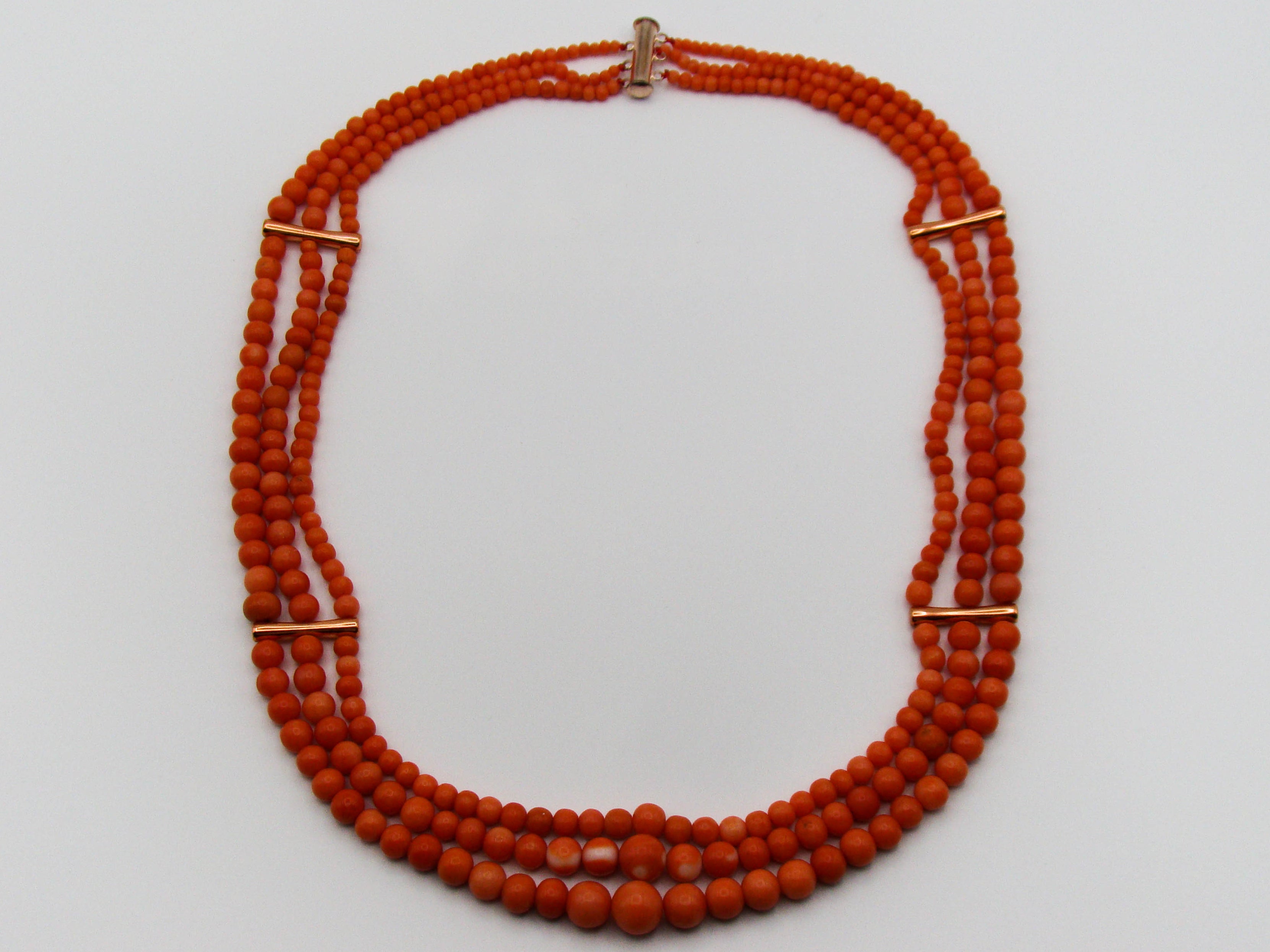 antique coral, natural coral, undyed coral, Italian coral, pacific coral, Sardinian Coral, Coral beads, Coral Rosary beads, Coral chain, Coral necklace, sea coral, Mediterranean coral, 2 strand chain, Momo Orange beads, Momo Coral