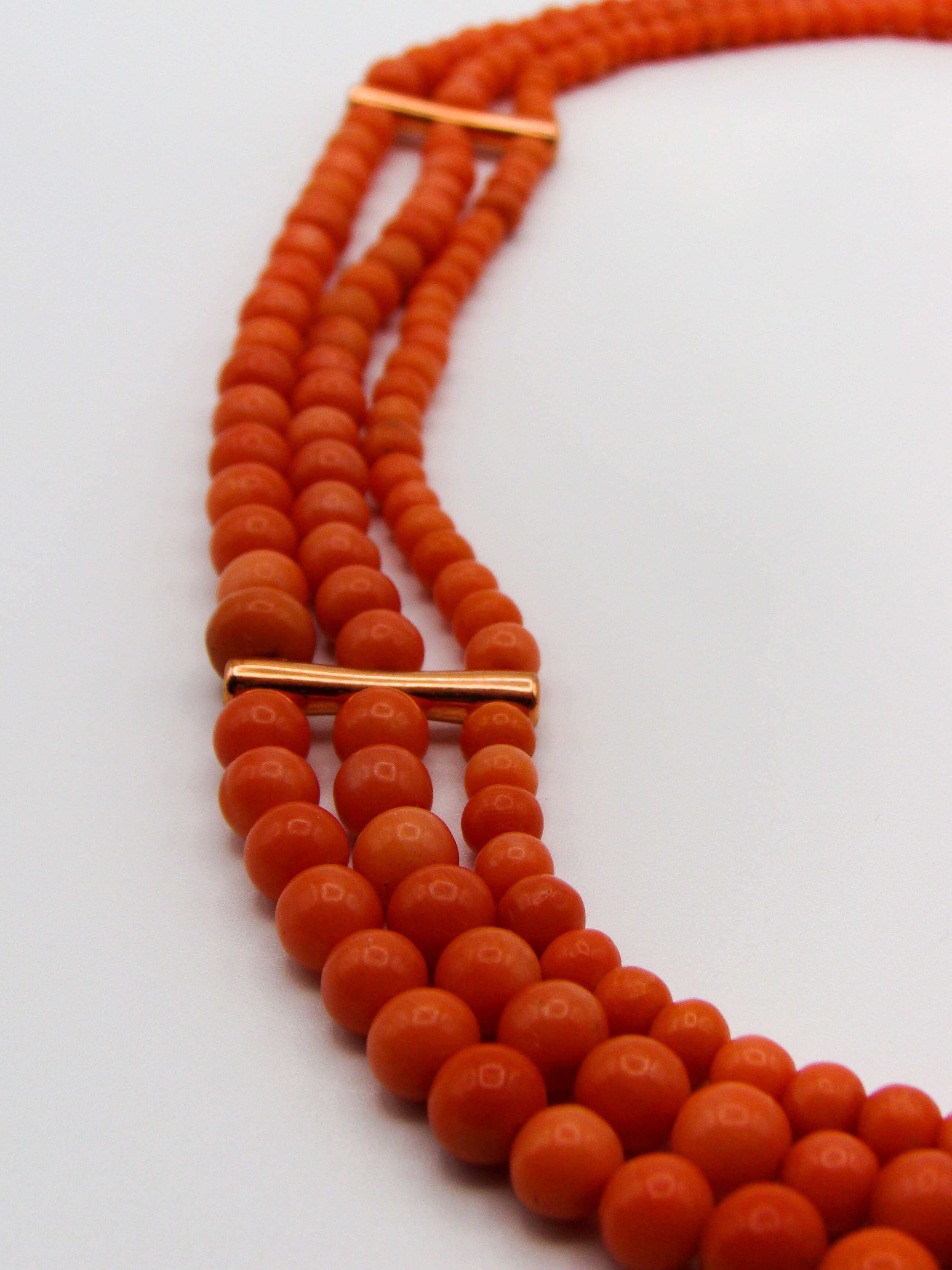 antique coral, natural coral, undyed coral, Italian coral, pacific coral, Sardinian Coral, Coral beads, Coral Rosary beads, Coral chain, Coral necklace, sea coral, Mediterranean coral, 2 strand chain, Momo Orange beads, Momo Coral