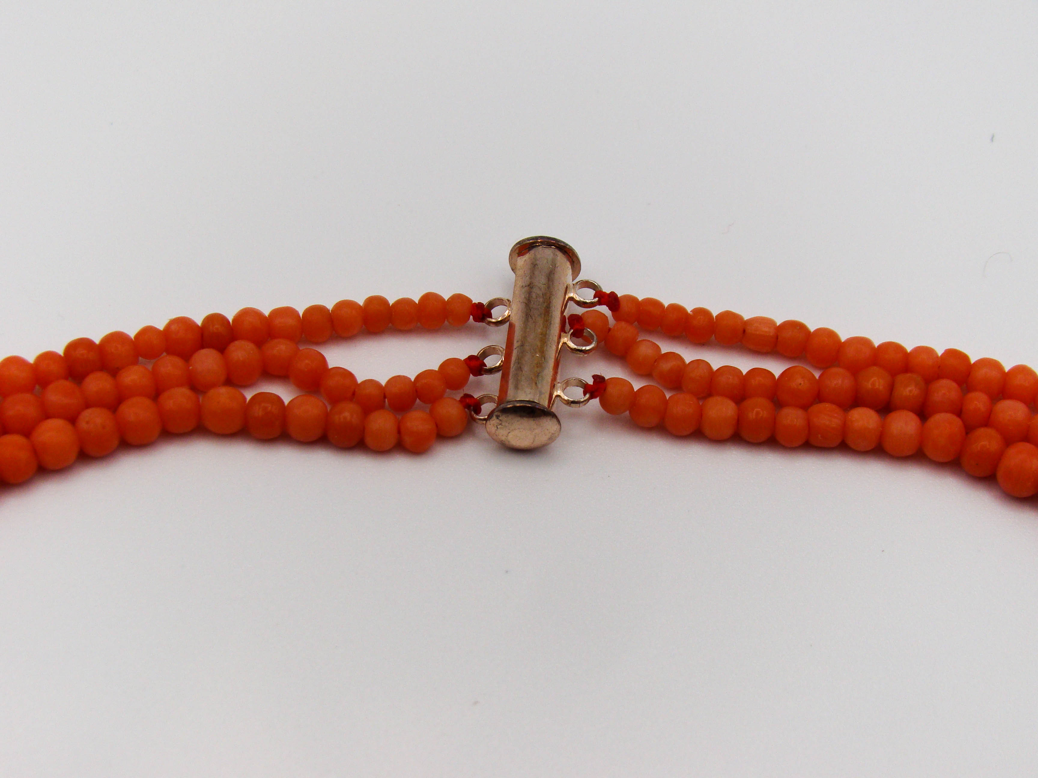 antique coral, natural coral, undyed coral, Italian coral, pacific coral, Sardinian Coral, Coral beads, Coral Rosary beads, Coral chain, Coral necklace, sea coral, Mediterranean coral, 2 strand chain, Momo Orange beads, Momo Coral