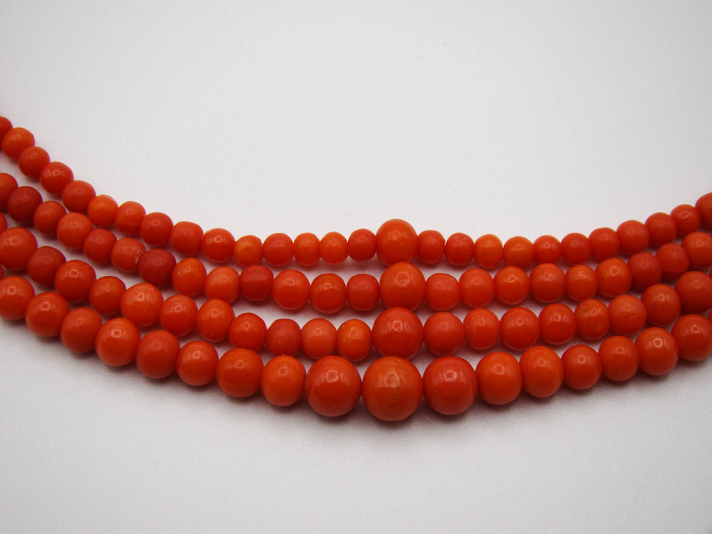 antique coral, natural coral, undyed coral, dark red coral, blood red coral, Italian coral, pacific coral, Sardinian Coral, Coral beads, Coral Rosary beads, Coral chain, Coral necklace, sea coral, Mediterranean coral, 2 strand chain, Mediterranean red beads