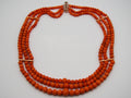antique coral, natural coral, undyed coral, Italian coral, pacific coral, Sardinian Coral, Coral beads, Coral Rosary beads, Coral chain, Coral necklace, sea coral, Mediterranean coral, 3 strand chain, salmon beads, salmon Coral