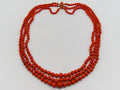 antique coral, natural coral, undyed coral, dark red coral, blood red coral, Italian coral, pacific coral, Sardinian Coral, Coral beads, Coral Rosary beads, Coral chain, Coral necklace, sea coral, Mediterranean coral, 2 strand chain, Mediterranean red beads, 14 karat gold clasp