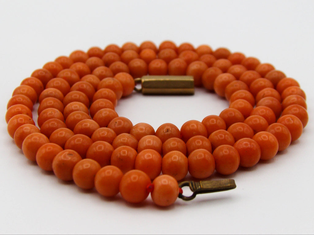 antique coral, natural coral, undyed coral, dark orange coral, Italian coral, pacific coral, Sardinian Coral, sea coral, Mediterranean coral, Mediterranean necklace, Mediterranean chain, coral necklace, handcarved coral, 8 karat gold