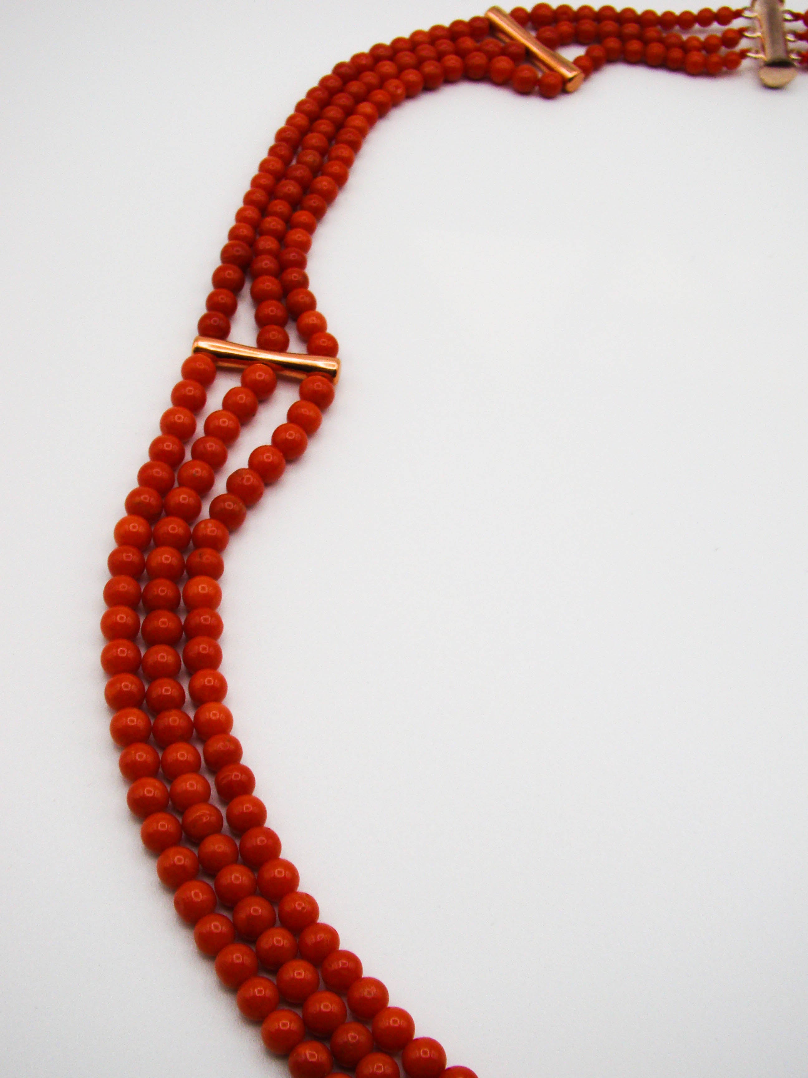 antique coral, natural coral, undyed coral, dark red coral, blood red coral, Italian coral, pacific coral, Sardinian Coral, Coral beads, Coral Rosary beads, Coral chain, Coral necklace, sea coral, aka coral, 2 strand chain