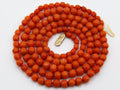 antique coral, natural coral, undyed coral, dark salmon coral, orange coral, Italian coral, pacific coral, Sardinian Coral, Coral beads, Coral Rosary beads, Coral chain, Coral necklace, sea coral, 9 Karat Gold clasp