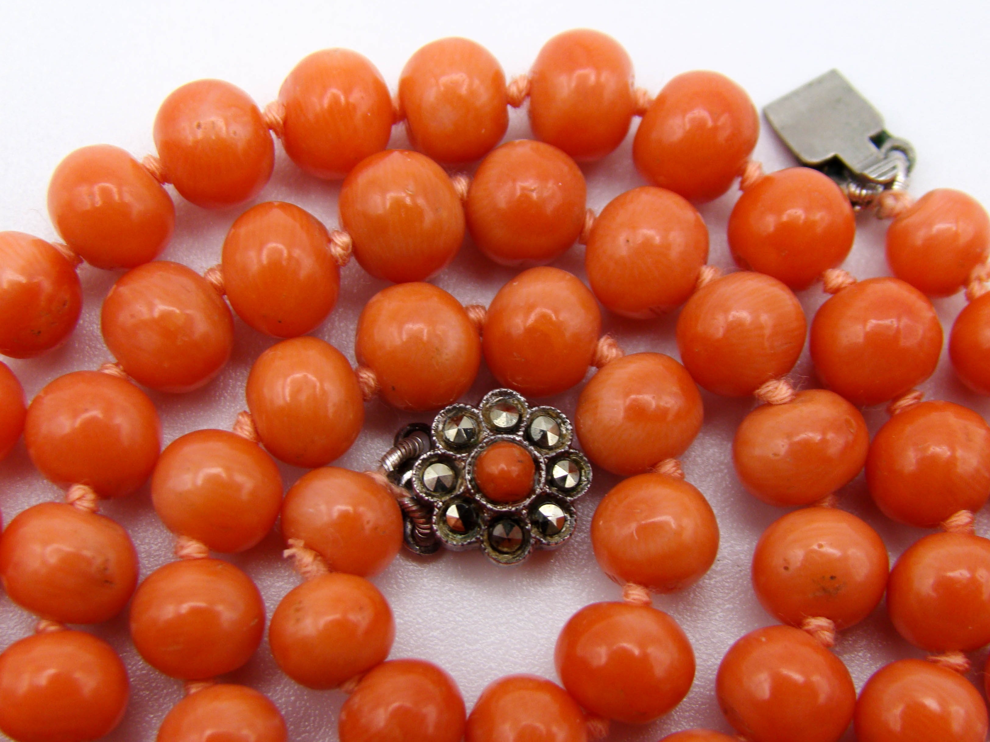 antique coral, natural coral, undyed coral, dark salmon coral, Italian coral, pacific coral, Sardinian Coral, sea coral, Mediterranean coral, Mediterranean necklace, Mediterranean chain, coral necklace, handcarved coral, sterling silver clasp