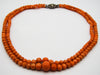 antique coral, natural coral, undyed coral, Italian coral, pacific coral, Sardinian Coral, Coral beads, Coral Rosary beads, Coral chain, Coral necklace, sea coral, 2 strand chain, Salmon beads, sterling silver clasp