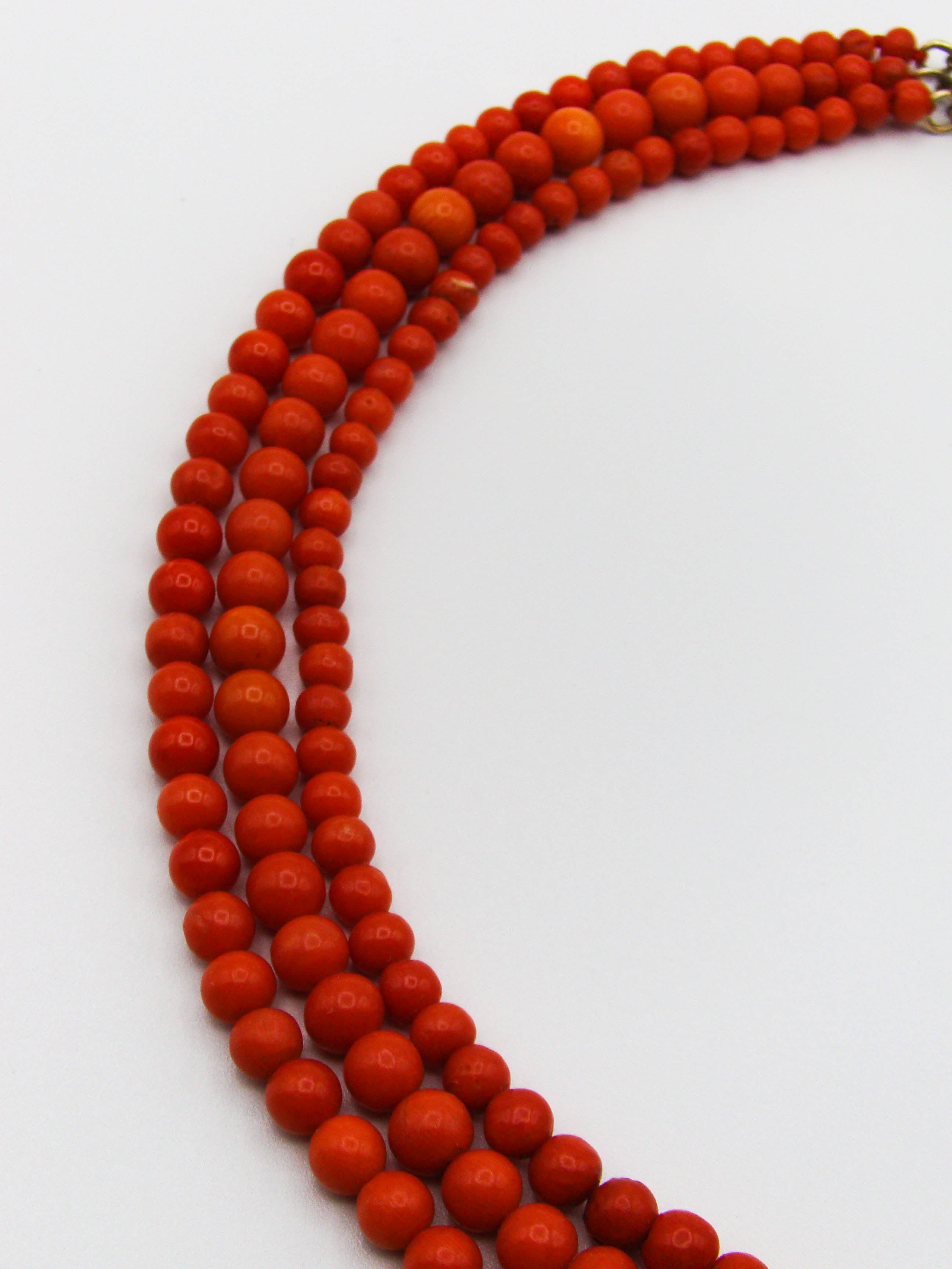 antique coral, natural coral, undyed coral, dark red coral, blood red coral, Italian coral, pacific coral, Sardinian Coral, Coral beads, Coral Rosary beads, Coral chain, Coral necklace, sea coral, Mediterranean coral, 2 strand chain, Mediterranean red beads