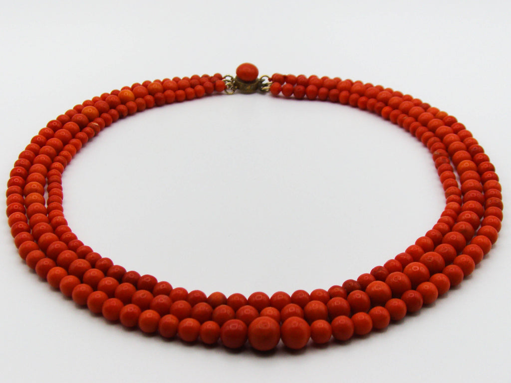 antique coral, natural coral, undyed coral, dark red coral, blood red coral, Italian coral, pacific coral, Sardinian Coral, Coral beads, Coral Rosary beads, Coral chain, Coral necklace, sea coral, Mediterranean coral, 2 strand chain, Mediterranean red beads