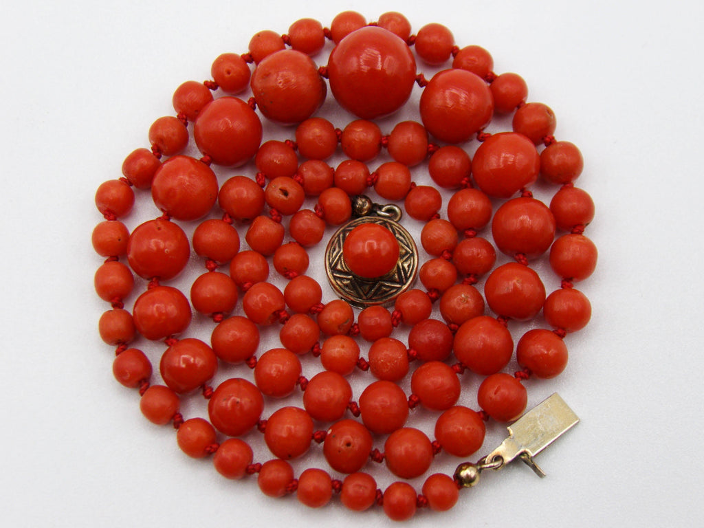 antique coral, natural coral, undyed coral, dark red coral, blood red coral, Italian coral, pacific coral, Sardinian Coral, Coral beads, Coral Rosary beads, Coral chain, Coral necklace, sea coral, aka coral, silver 800 clasp
