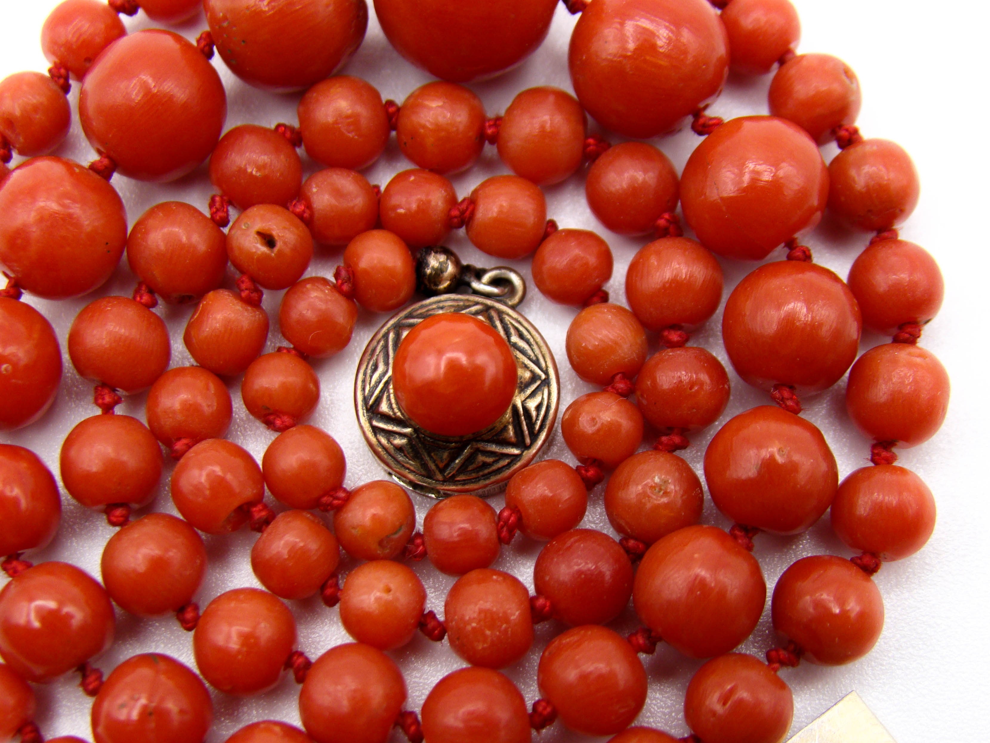antique coral, natural coral, undyed coral, dark red coral, blood red coral, Italian coral, pacific coral, Sardinian Coral, Coral beads, Coral Rosary beads, Coral chain, Coral necklace, sea coral, aka coral, silver 800 clasp
