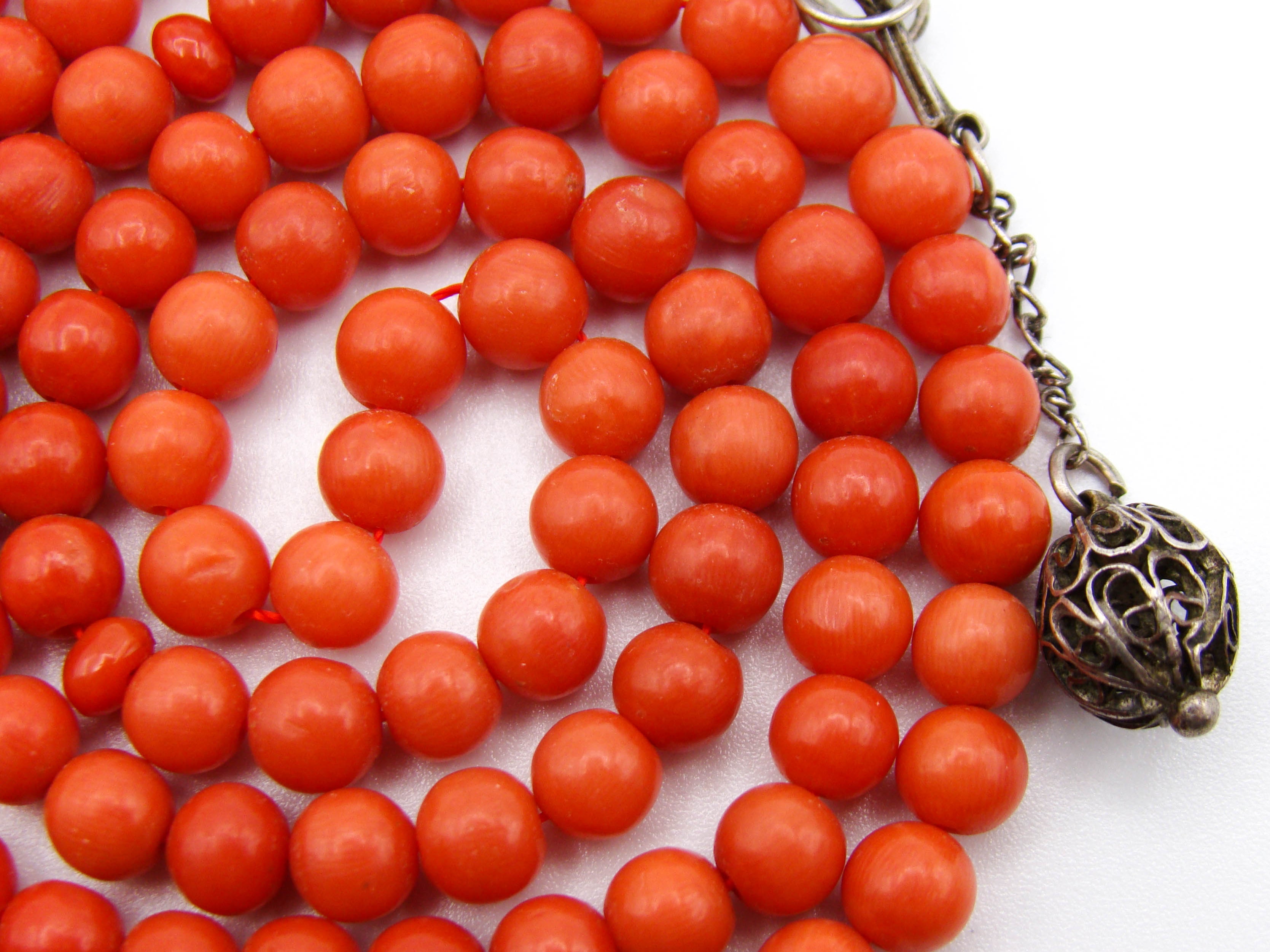 antique coral, natural coral, undyed coral, dark red coral, blood red coral, Italian coral, pacific coral, Sardinian Coral, red coral, sea coral, Mediterranean rosary, Mediterranean coral, coral rosary, handcarved, aka red, sterling silver tassel, مسبحة