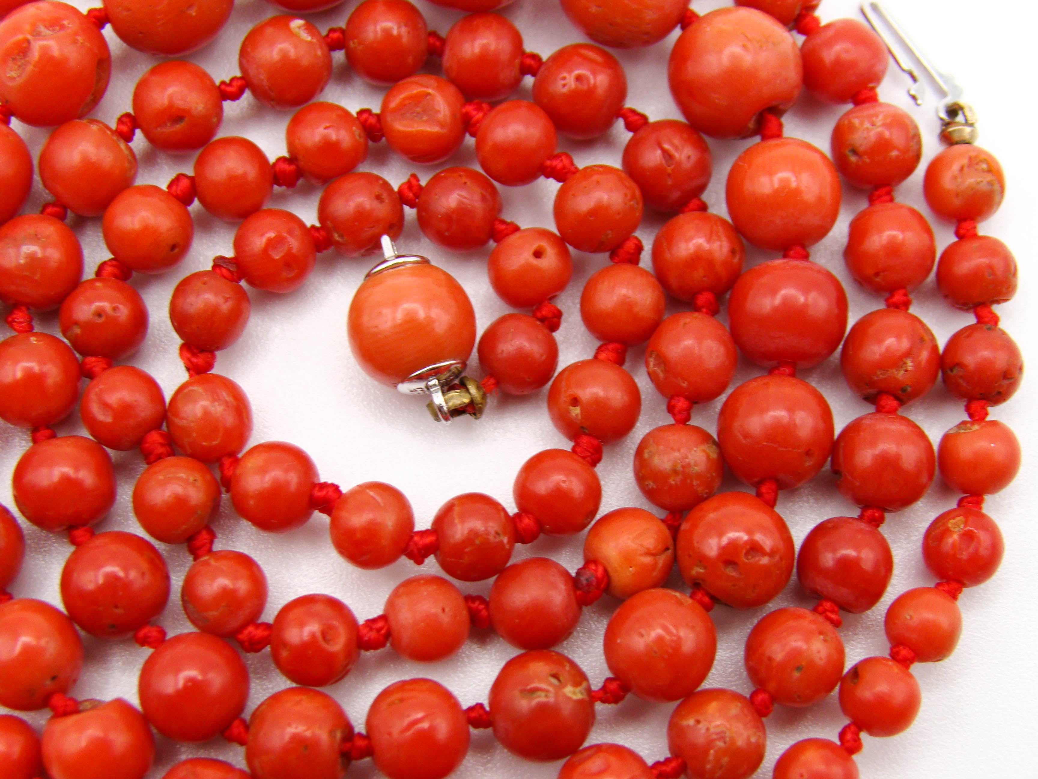 antique coral, natural coral, undyed coral, dark red coral, blood red coral, Italian coral, pacific coral, Sardinian Coral, red coral, sea coral, Mediterranean necklace, Mediterranean coral, Mediterranean chain, coral beads, handcarved, aka red, handcarved, silver 835 clasp