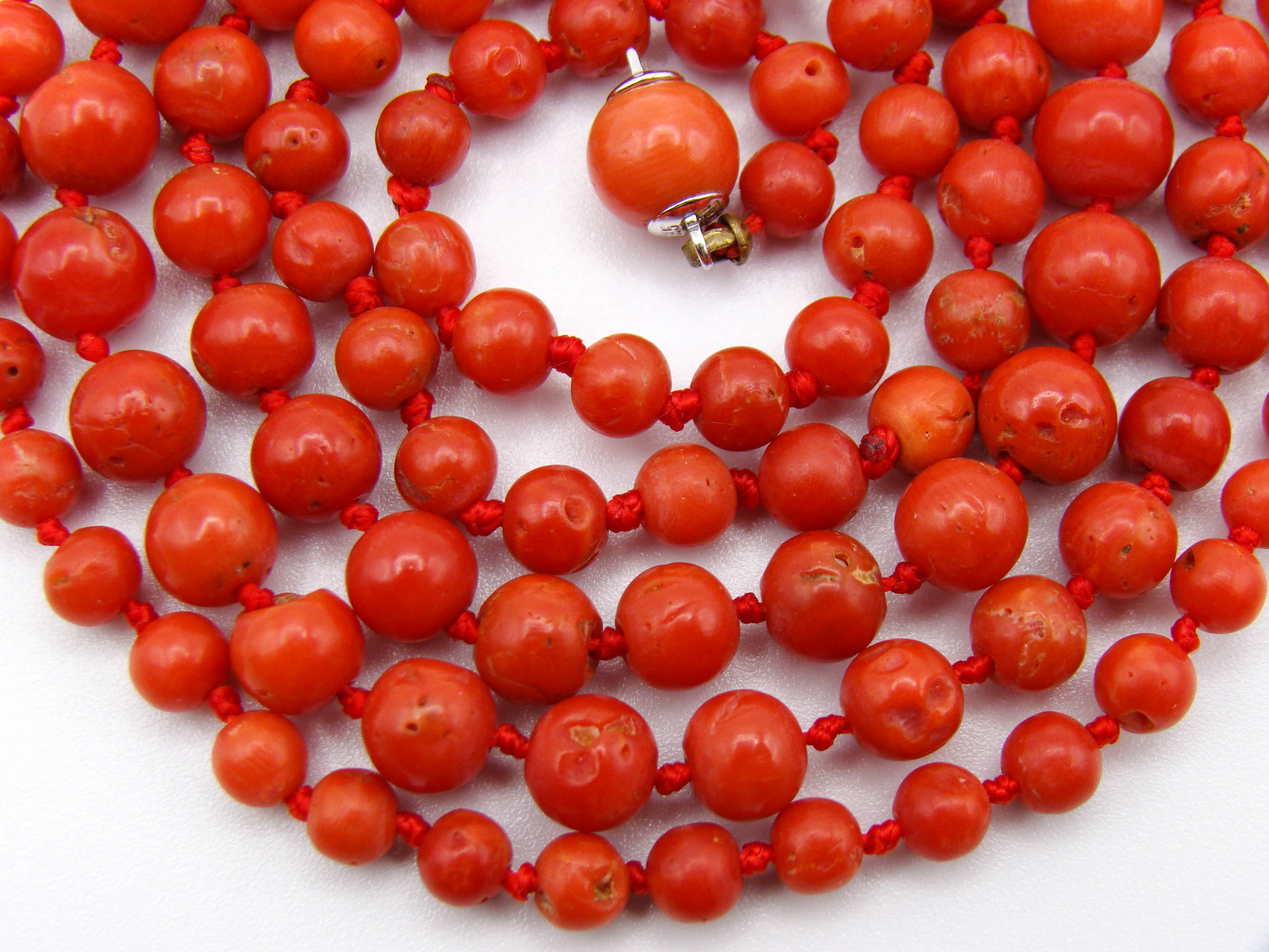 antique coral, natural coral, undyed coral, dark red coral, blood red coral, Italian coral, pacific coral, Sardinian Coral, red coral, sea coral, Mediterranean necklace, Mediterranean coral, Mediterranean chain, coral beads, handcarved, aka red, handcarved, silver 835 clasp