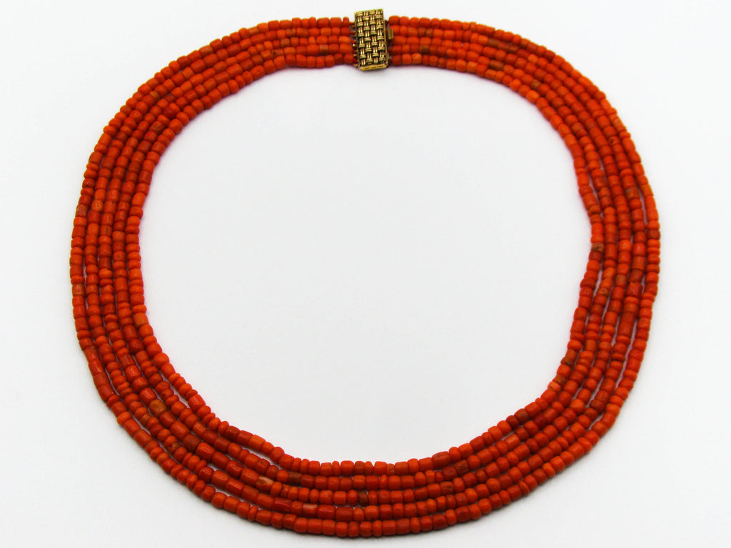 antique coral, natural coral, undyed coral, dark red coral, blood red coral, Italian coral, pacific coral, Sardinian Coral, Coral beads, Coral Rosary beads, Coral chain, Coral necklace, sea coral, Mediterranean coral, 2 strand chain, Mediterranean red beads