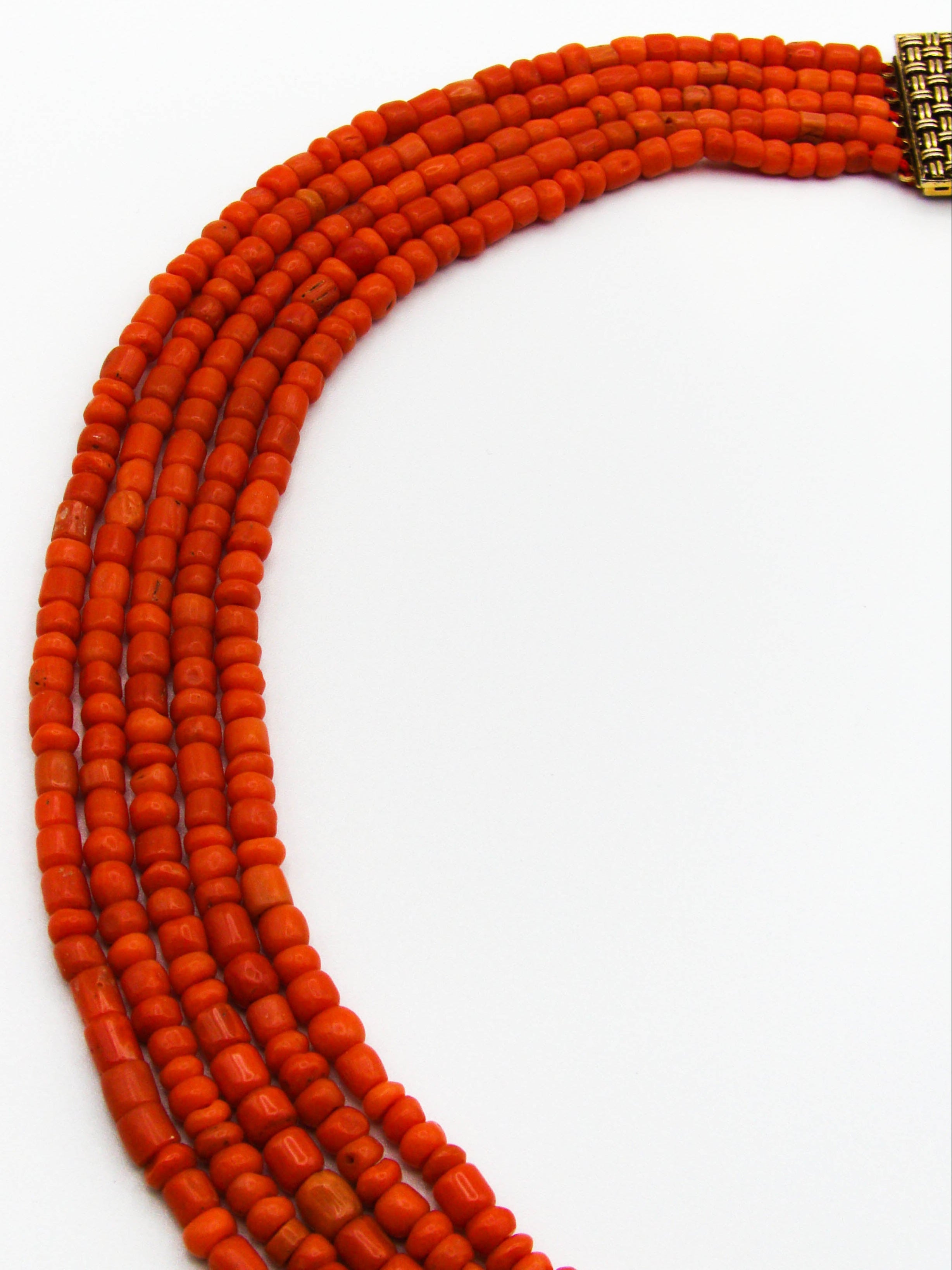 antique coral, natural coral, undyed coral, dark red coral, blood red coral, Italian coral, pacific coral, Sardinian Coral, Coral beads, Coral Rosary beads, Coral chain, Coral necklace, sea coral, Mediterranean coral, 2 strand chain, Mediterranean red beads