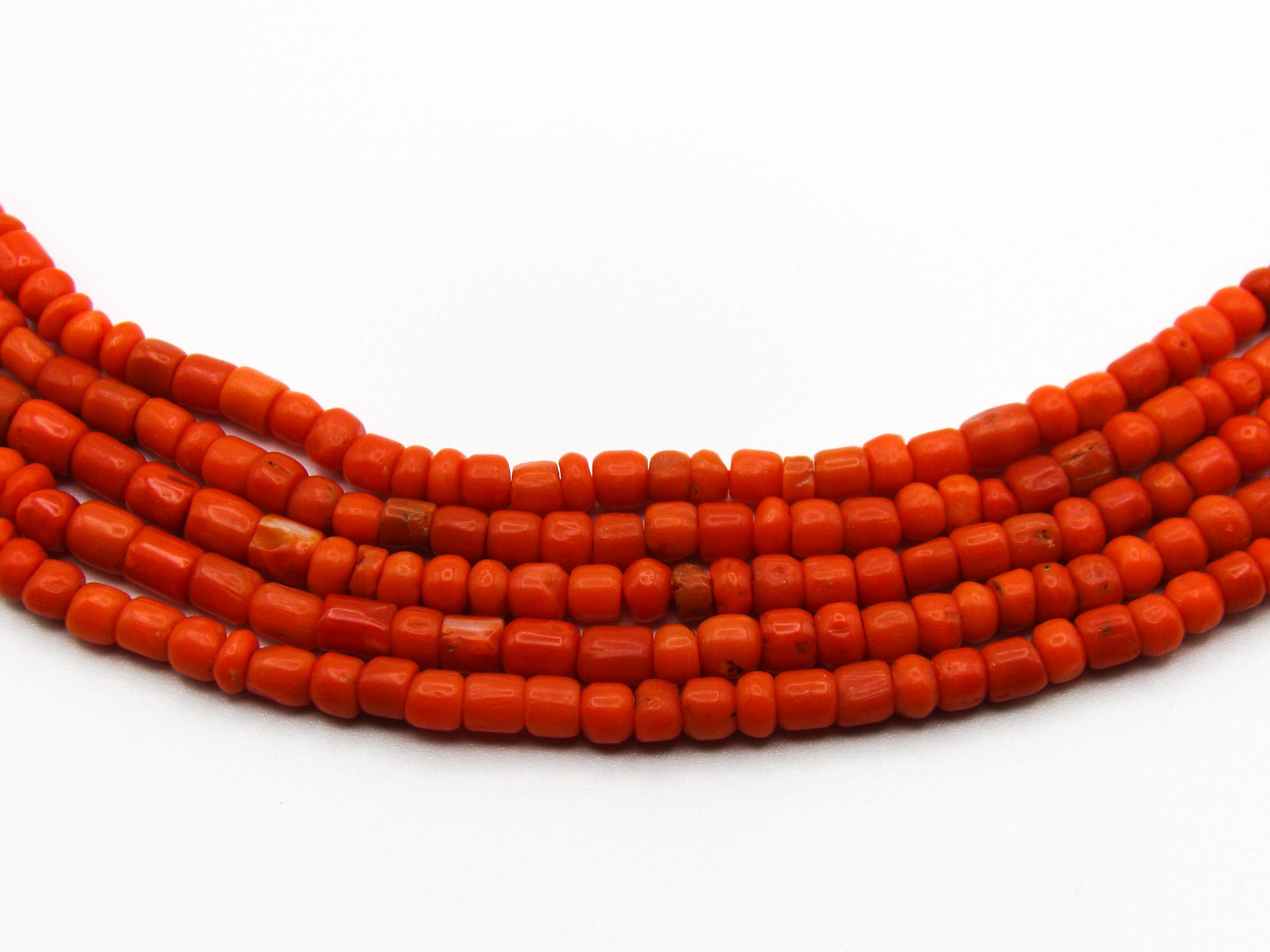 antique coral, natural coral, undyed coral, dark red coral, blood red coral, Italian coral, pacific coral, Sardinian Coral, Coral beads, Coral Rosary beads, Coral chain, Coral necklace, sea coral, Mediterranean coral, 2 strand chain, Mediterranean red beads