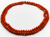 antique coral, natural coral, undyed coral, dark red coral, blood red coral, Italian coral, pacific coral, Sardinian Coral, Coral beads, Coral Rosary beads, Coral chain, Coral necklace, sea coral, Mediterranean coral, 2 strand chain, Mediterranean red beads, sterling silver clasp