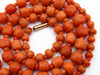 antique coral, natural coral, undyed coral, dark orange coral, Italian coral, pacific coral, Sardinian Coral, sea coral, Mediterranean coral, Mediterranean necklace, Mediterranean chain, coral necklace, handcarved coral, 9 karat gold clasp