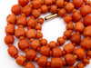 antique coral, natural coral, undyed coral, dark orange coral, Italian coral, pacific coral, Sardinian Coral, sea coral, Mediterranean coral, Mediterranean necklace, Mediterranean chain, coral necklace, handcarved coral, 9 karat gold clasp