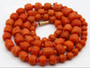 antique coral, natural coral, undyed coral, dark orange coral, Italian coral, pacific coral, Sardinian Coral, sea coral, Mediterranean coral, Mediterranean necklace, Mediterranean chain, coral necklace, handcarved coral, 9 karat gold clasp
