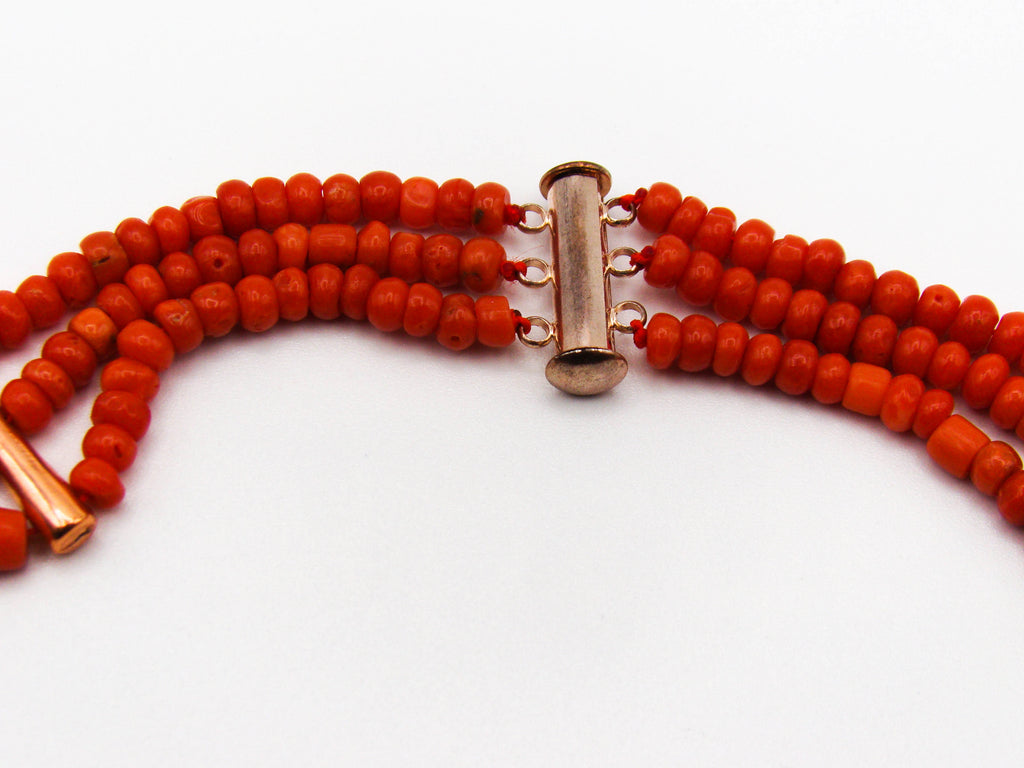 antique coral, natural coral, undyed coral, dark red coral, blood red coral, Italian coral, pacific coral, Sardinian Coral, Coral beads, Coral Rosary beads, Coral chain, Coral necklace, sea coral, aka coral, 2 strand chain