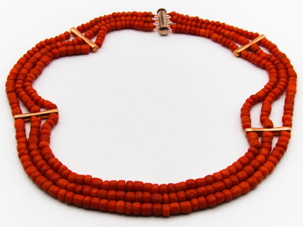 antique coral, natural coral, undyed coral, dark red coral, blood red coral, Italian coral, pacific coral, Sardinian Coral, Coral beads, Coral Rosary beads, Coral chain, Coral necklace, sea coral, aka coral, 2 strand chain