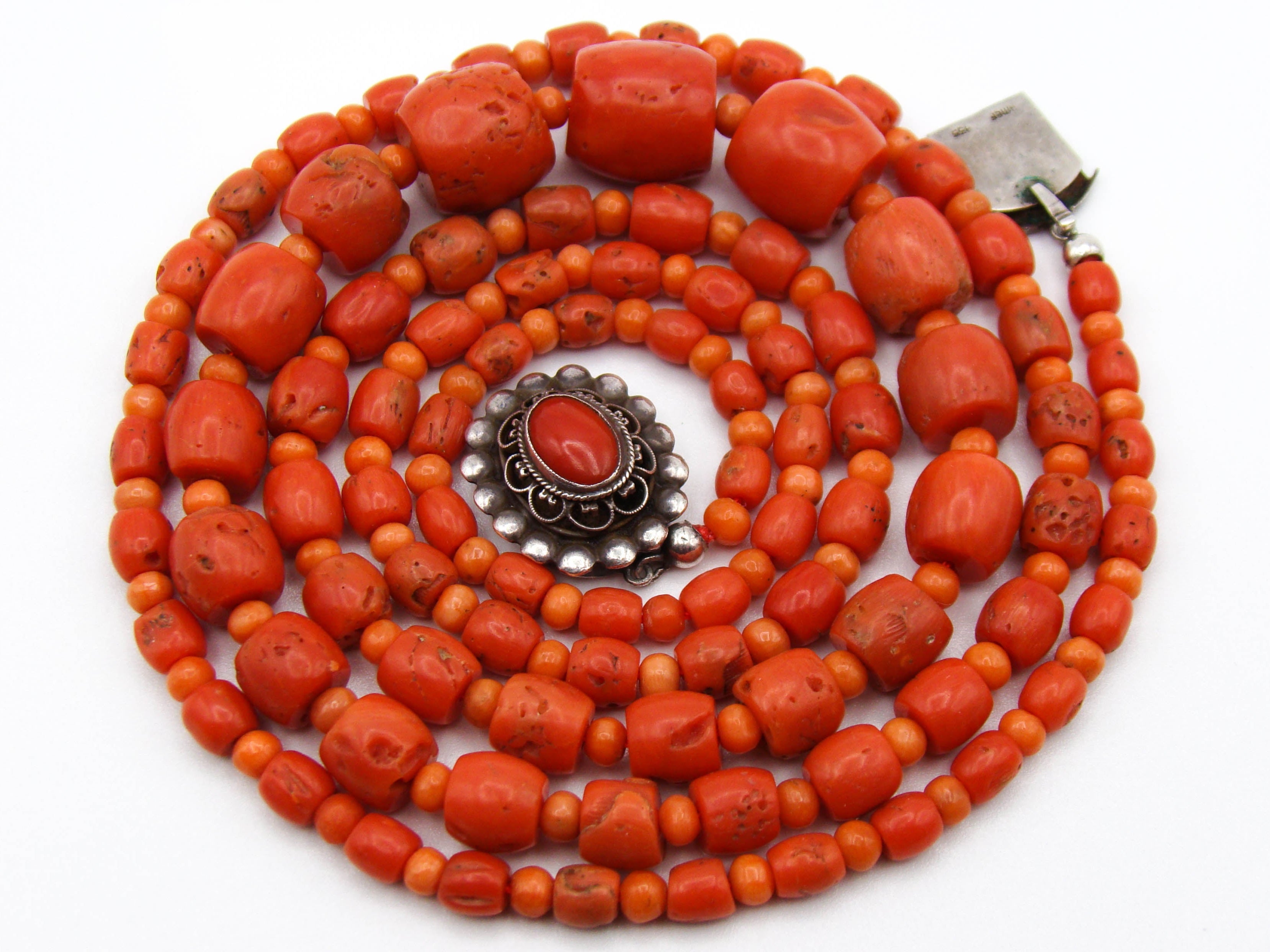 antique coral, natural coral, undyed coral, dark red coral, blood red coral, Italian coral, pacific coral, Sardinian Coral, sea coral, Mediterranean coral, Mediterranean red, Mediterranean chain, Mediterranean necklace, coral chain, coral necklace, sterling silver clasp