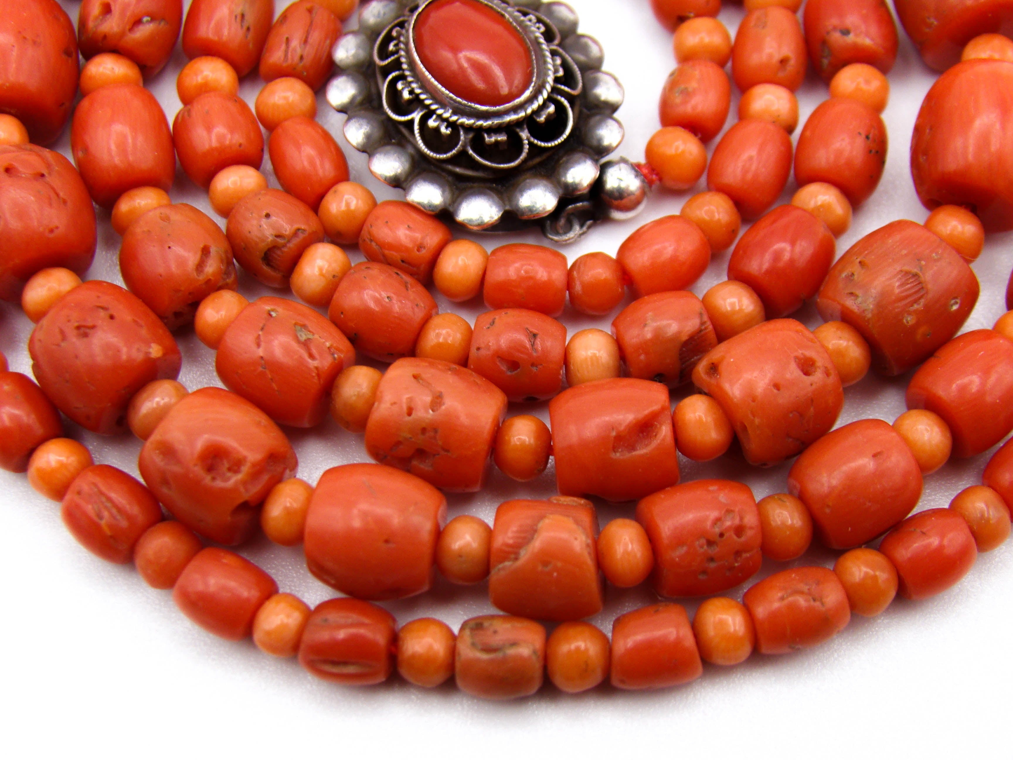 antique coral, natural coral, undyed coral, dark red coral, blood red coral, Italian coral, pacific coral, Sardinian Coral, sea coral, Mediterranean coral, Mediterranean red, Mediterranean chain, Mediterranean necklace, coral chain, coral necklace, sterling silver clasp