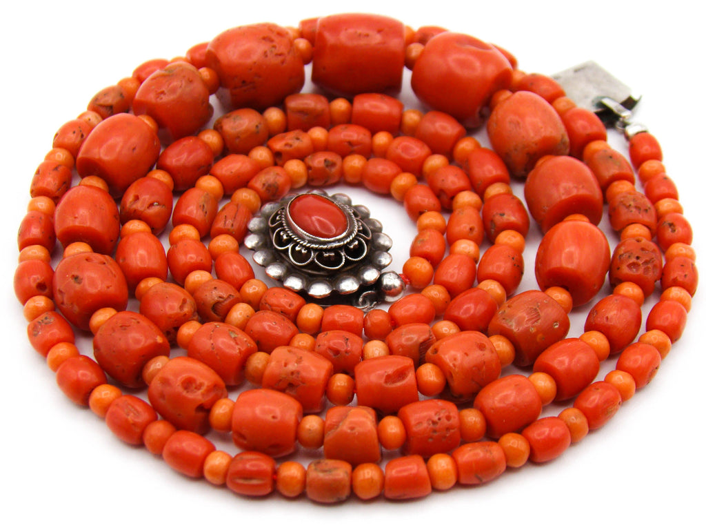 antique coral, natural coral, undyed coral, dark red coral, blood red coral, Italian coral, pacific coral, Sardinian Coral, sea coral, Mediterranean coral, Mediterranean red, Mediterranean chain, Mediterranean necklace, coral chain, coral necklace, sterling silver clasp
