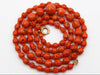 antique coral, natural coral, undyed coral, dark salmon coral, Italian coral, pacific coral, Sardinian Coral, sea coral, Mediterranean necklace, Mediterranean chain, coral necklace, handcarved coral, 18 karat gold clasp
