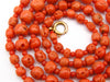 antique coral, natural coral, undyed coral, dark salmon coral, Italian coral, pacific coral, Sardinian Coral, sea coral, Mediterranean necklace, Mediterranean chain, coral necklace, handcarved coral, 18 karat gold clasp