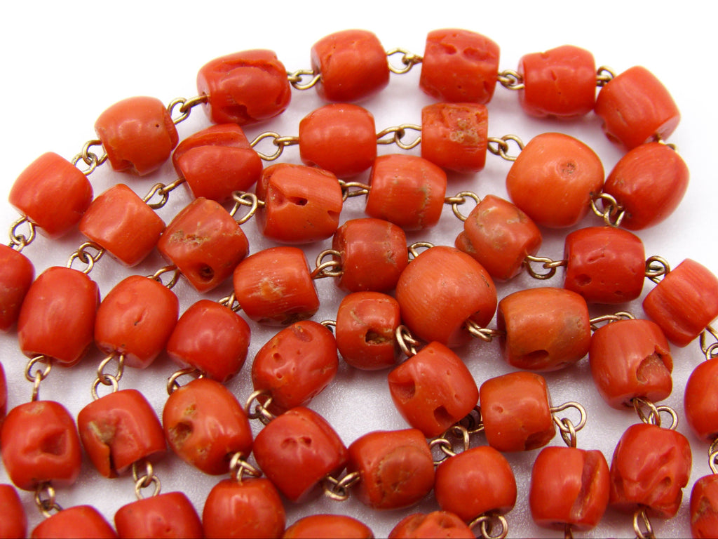 antique coral, natural coral, undyed coral, dark red coral, blood red coral, Italian coral, pacific coral, Sardinian Coral, sea coral, Mediterranean coral, Mediterranean red, Mediterranean chain, Mediterranean necklace, coral chain, coral necklace, 14 karat gold