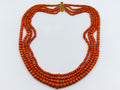 antique coral, natural coral, undyed coral, Italian coral, pacific coral, Sardinian Coral, Coral beads, Coral Rosary beads, Coral chain, Coral necklace, sea coral, Mediterranean coral, 4 strand chain, orange beads, orange coral
